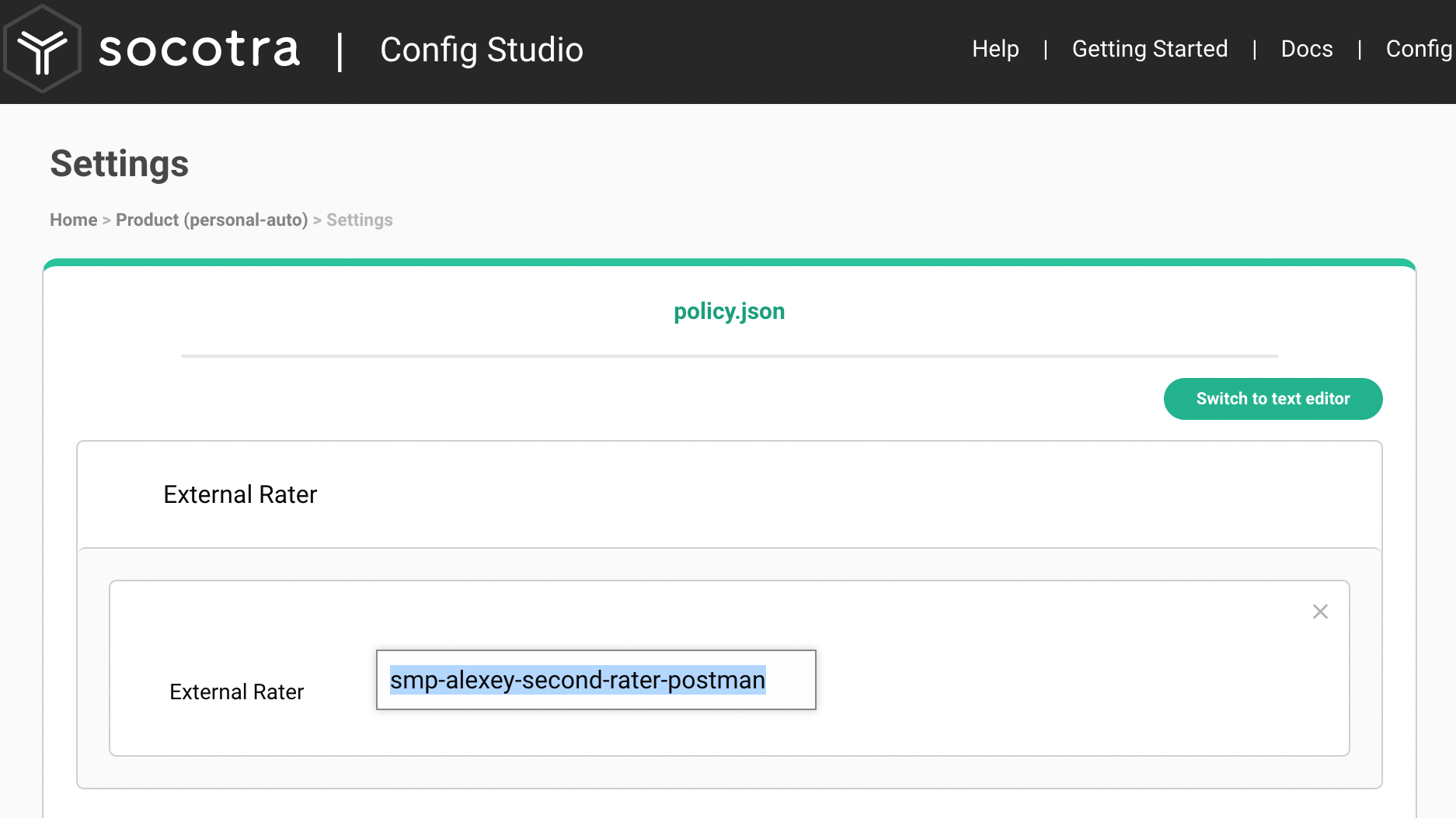 policy.json External Rater